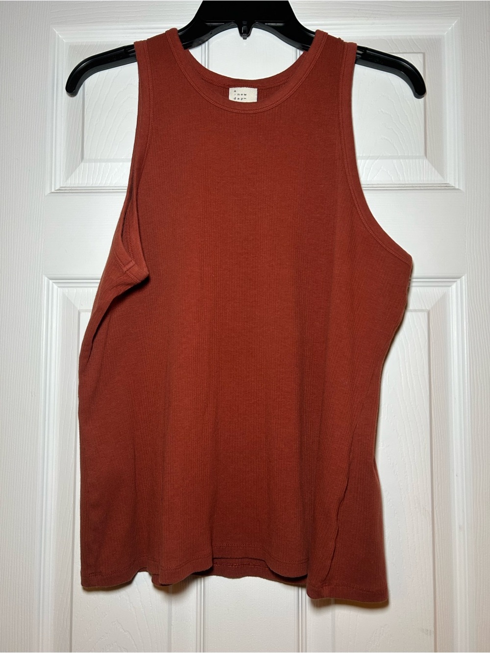 a new day Ribbed Tank Top - Rust Brown